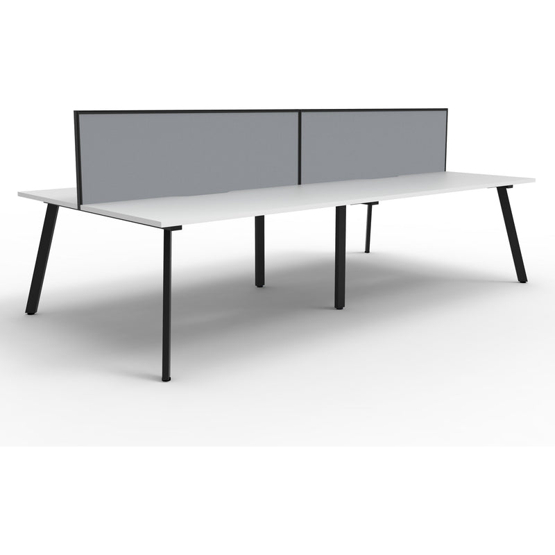 Eternity 4 Person Double Sided Workstation with Screens - White