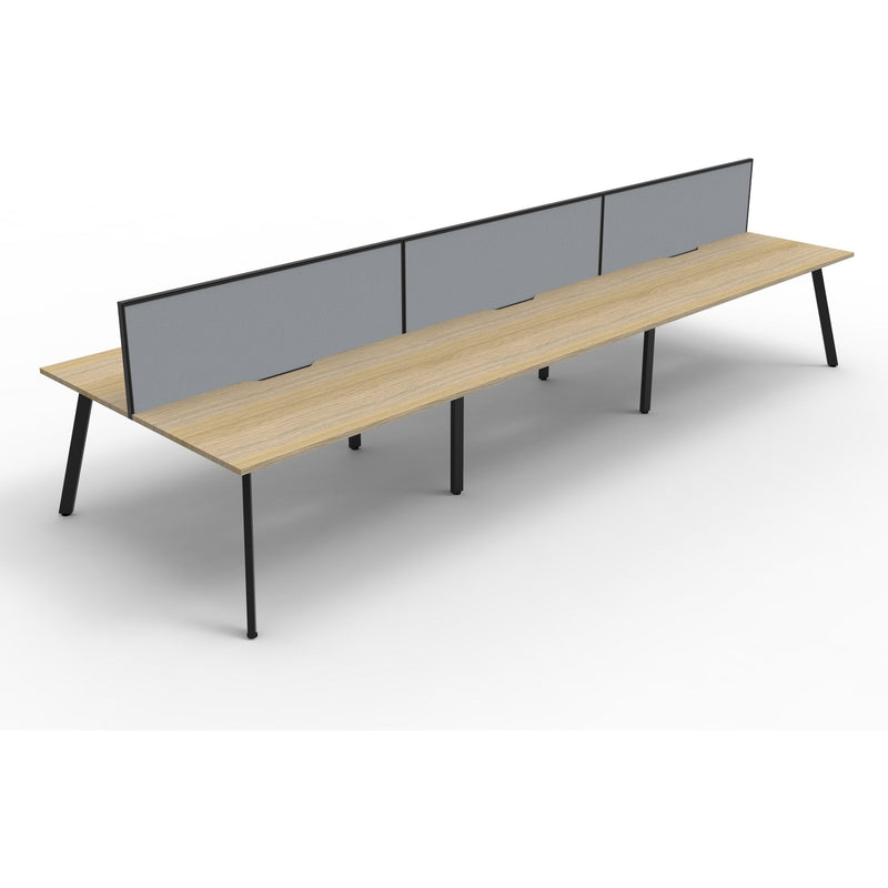 Eternity 6 Person Double Sided Workstation with Screens - Oak