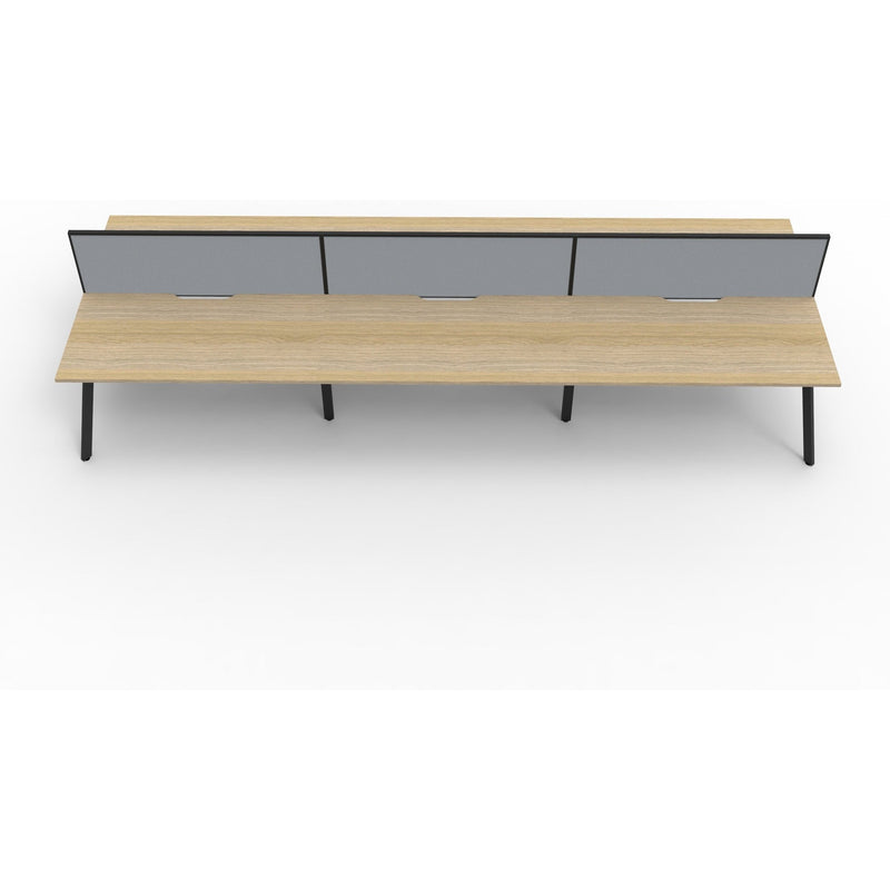 Eternity 6 Person Double Sided Workstation with Screens - Oak