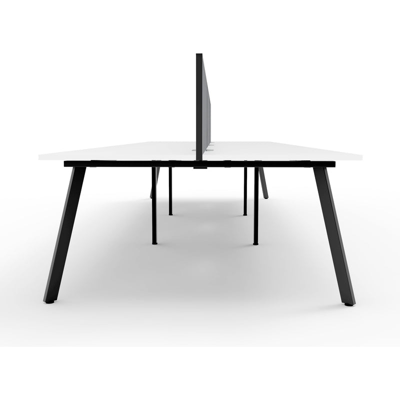 Eternity 6 Person Double Sided Workstation with Screens - White