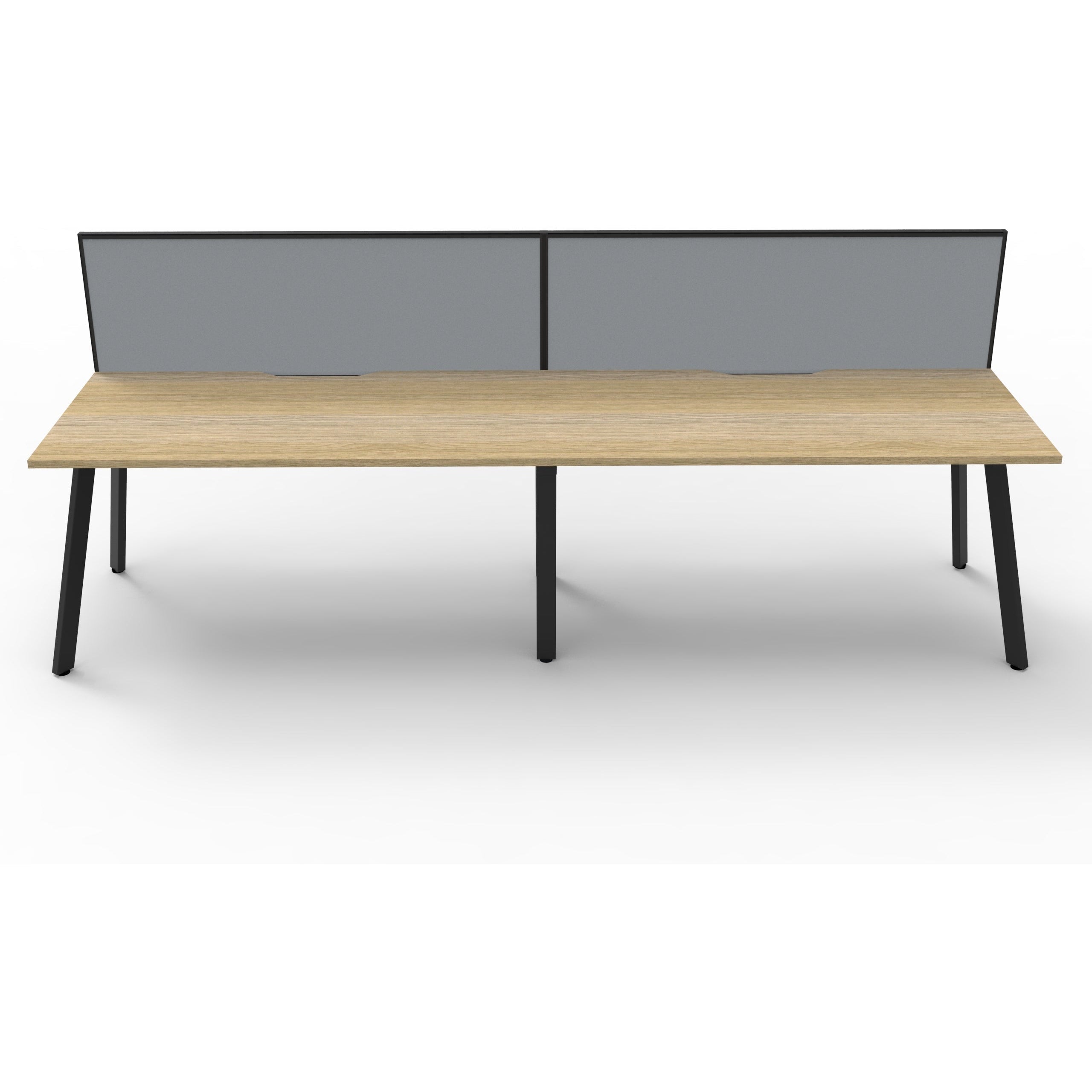 Eternity 2 Person Single Sided Workstation with SHUSH30 Aluminium Framed Screen - Oak