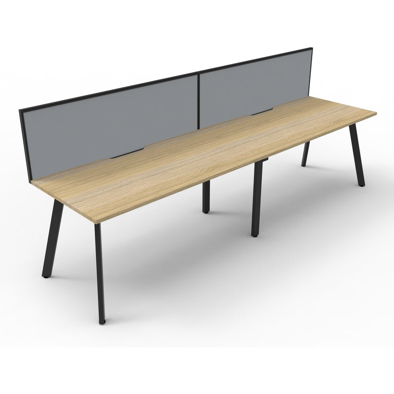 Eternity 2 Person Single Sided Workstation with SHUSH30 Aluminium Framed Screen - Oak