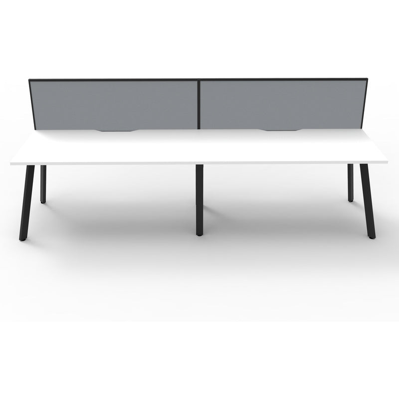 Eternity 2 Person Single Sided Workstation with SHUSH30 Aluminium Framed Screen - White