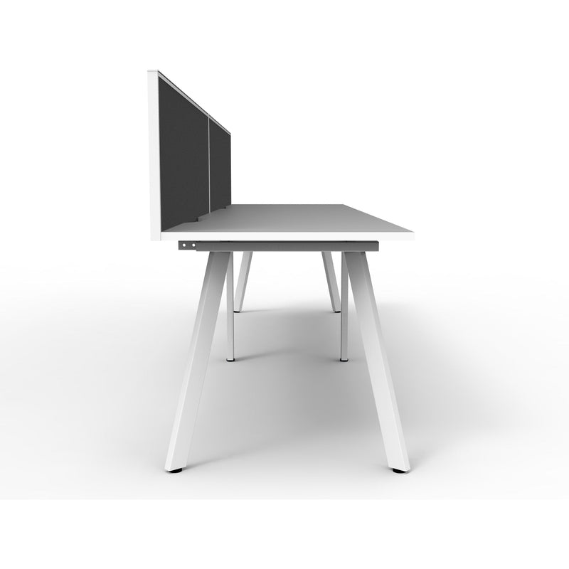 Eternity 2 Person Single Sided Workstation with SHUSH30 Aluminium Framed Screen - White