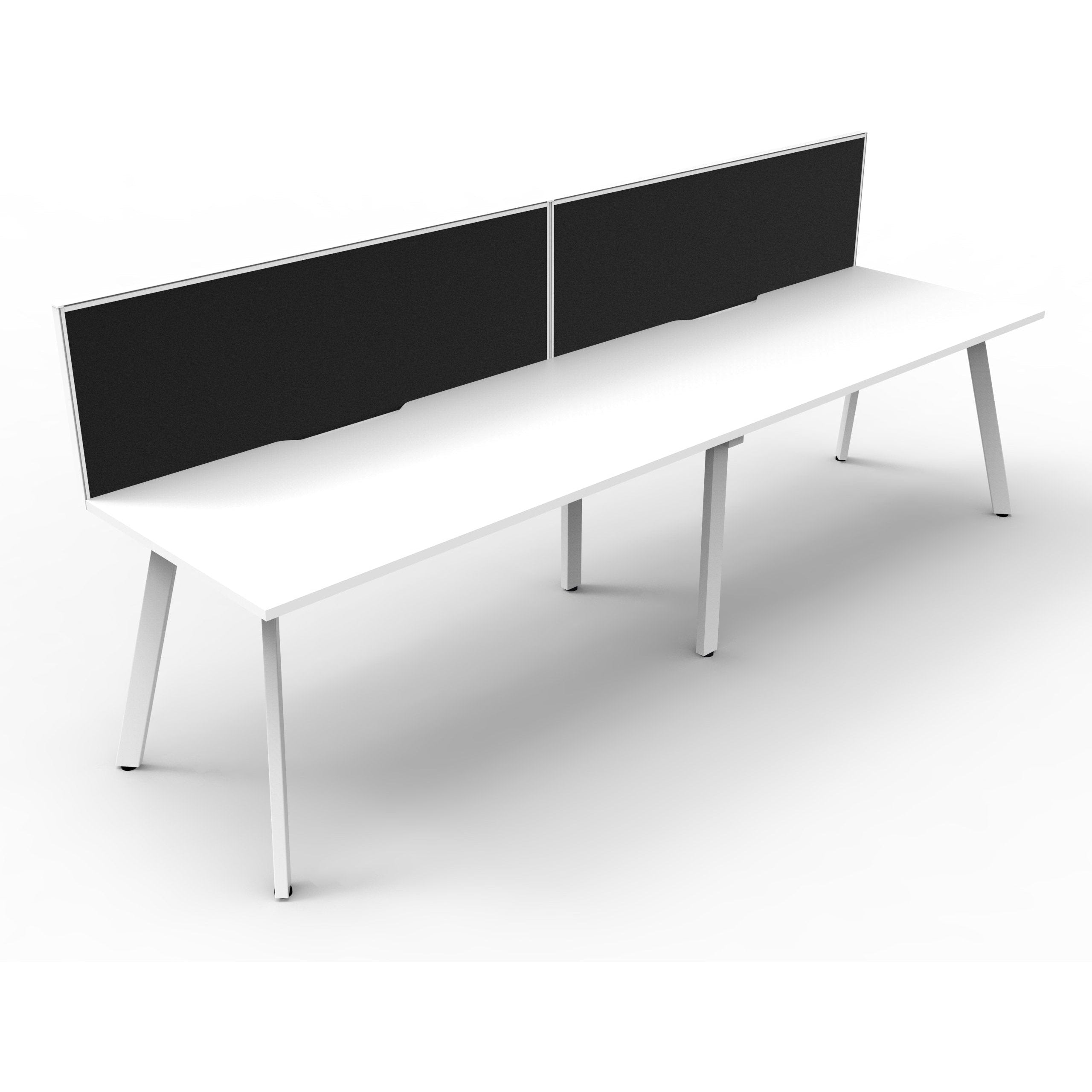 Eternity 2 Person Single Sided Workstation with SHUSH30 Aluminium Framed Screen - White