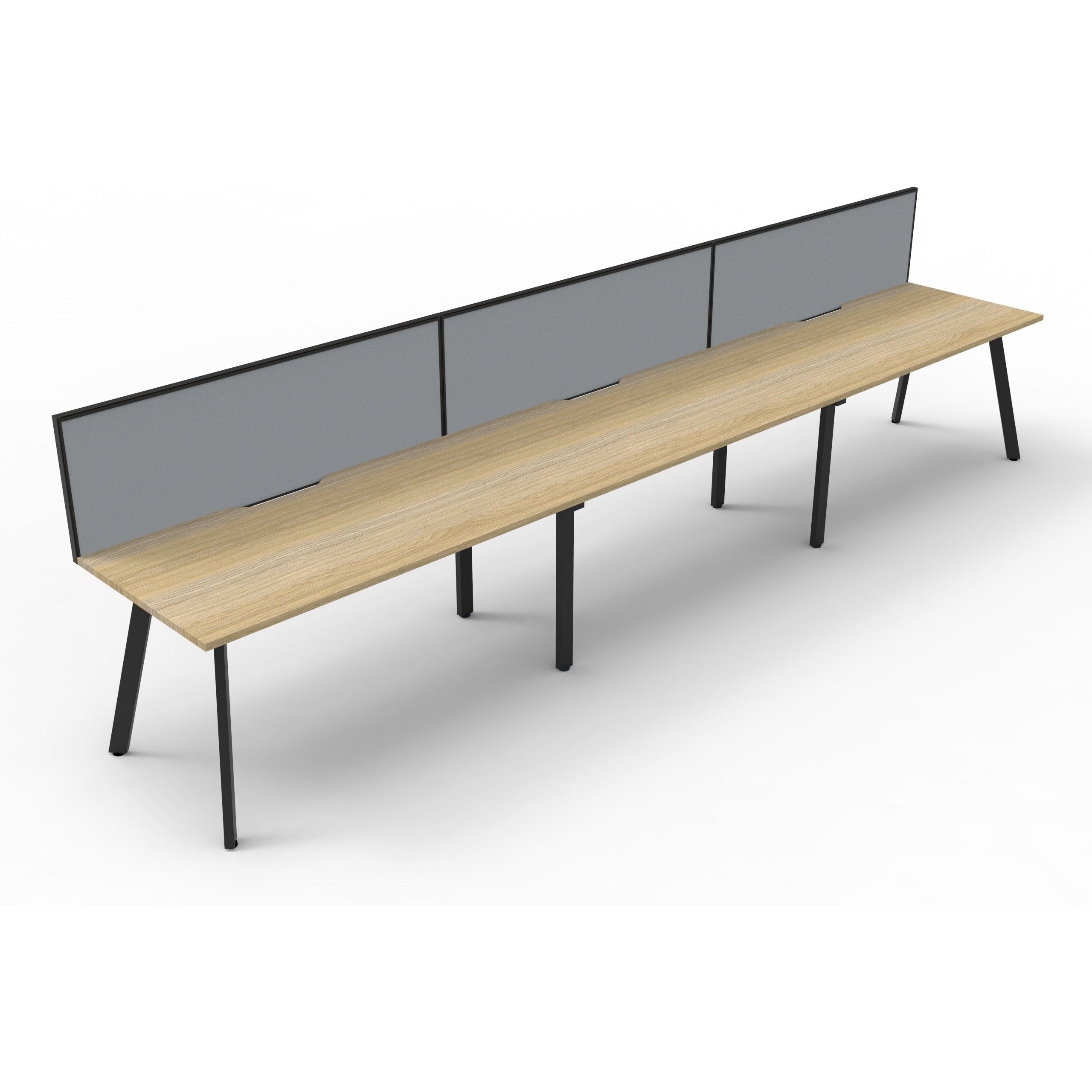 Eternity 3 Person Single Sided Workstation with SHUSH30 Aluminium Framed Screen - Oak