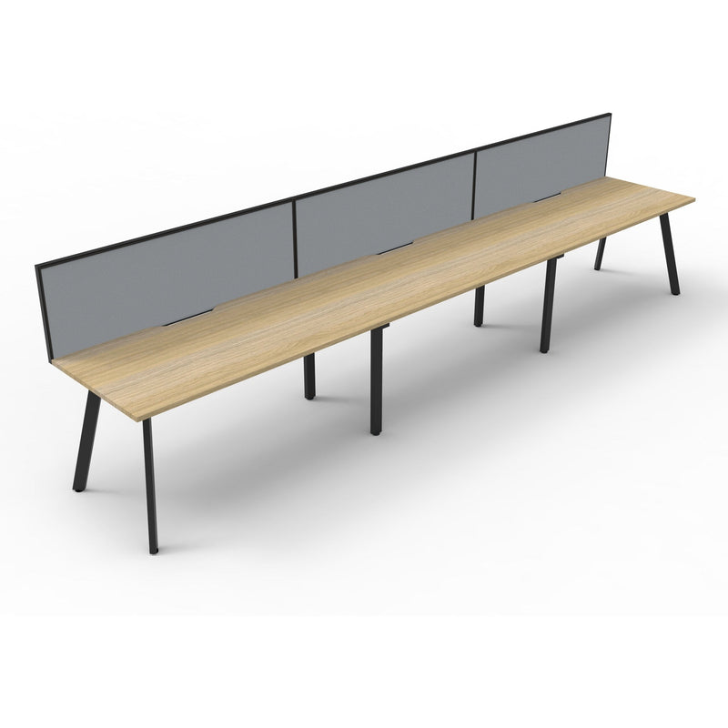 Eternity 3 Person Single Sided Workstation with SHUSH30 Aluminium Framed Screen - Oak