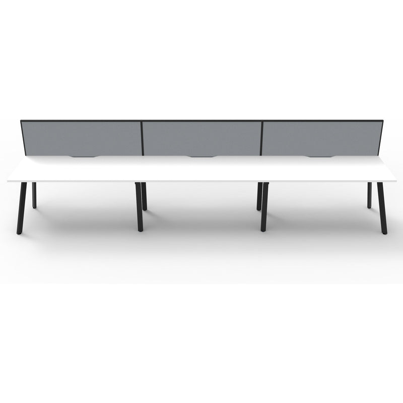 Eternity 3 Person Single Sided Workstation with SHUSH30 Aluminium Framed Screen - White