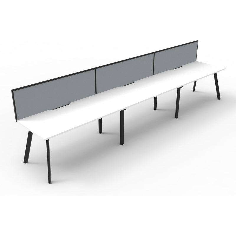 Eternity 3 Person Single Sided Workstation with SHUSH30 Aluminium Framed Screen - White
