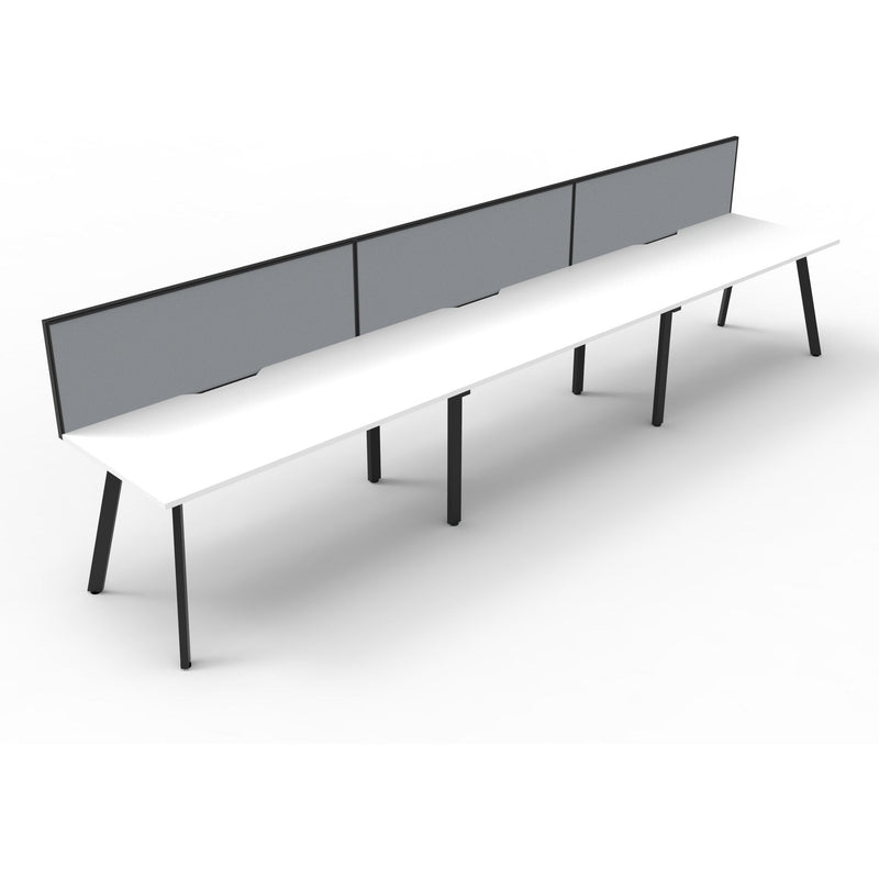 Eternity 3 Person Single Sided Workstation with SHUSH30 Aluminium Framed Screen - White