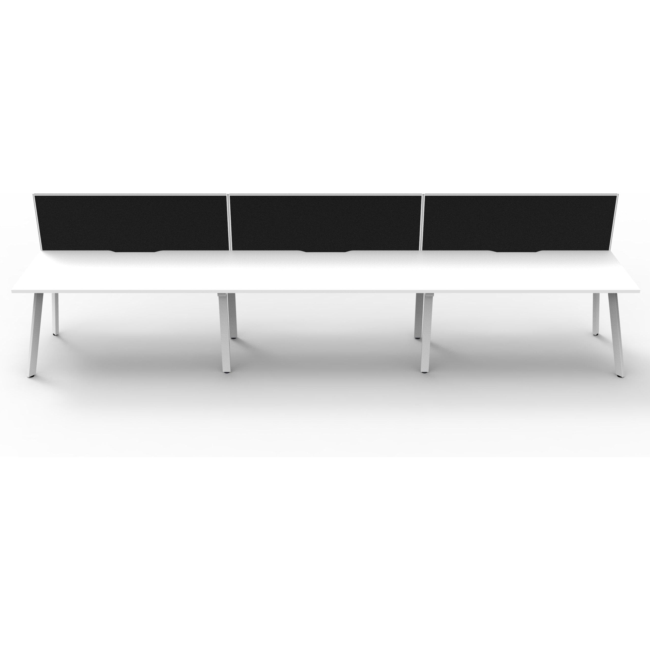 Eternity 3 Person Single Sided Workstation with SHUSH30 Aluminium Framed Screen - White
