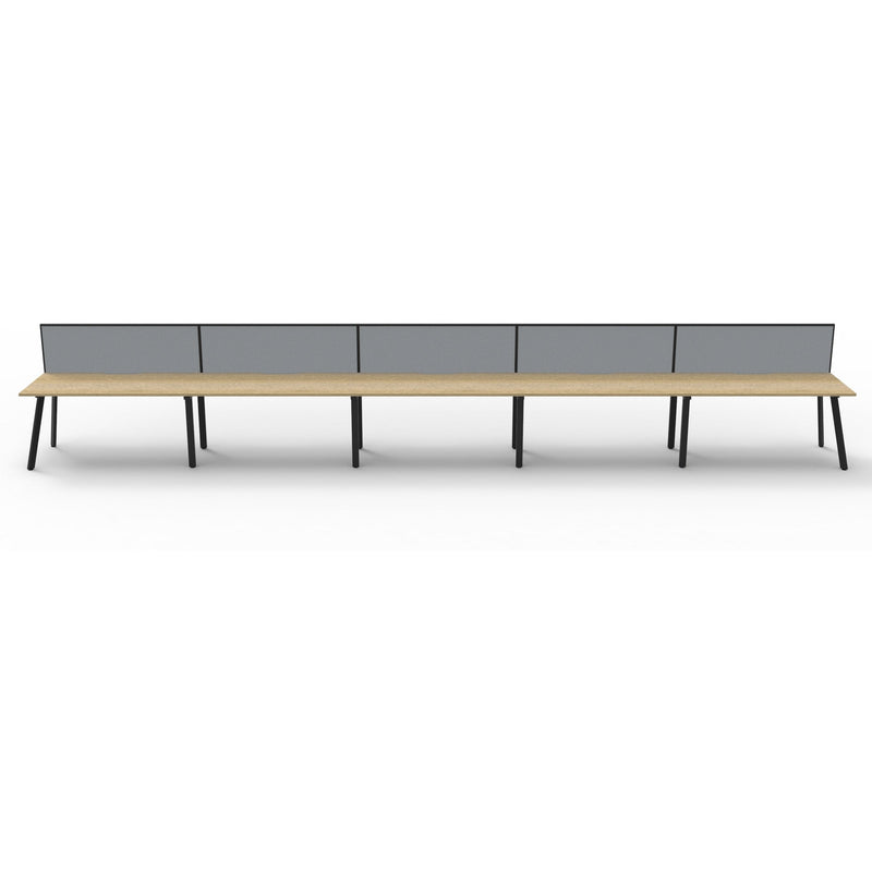 Eternity 5 Person Single Sided Workstation with SHUSH30 Aluminium Framed Screen - Oak