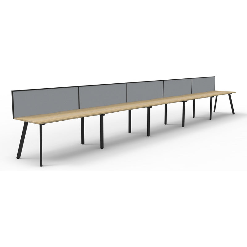 Eternity 5 Person Single Sided Workstation with SHUSH30 Aluminium Framed Screen - Oak