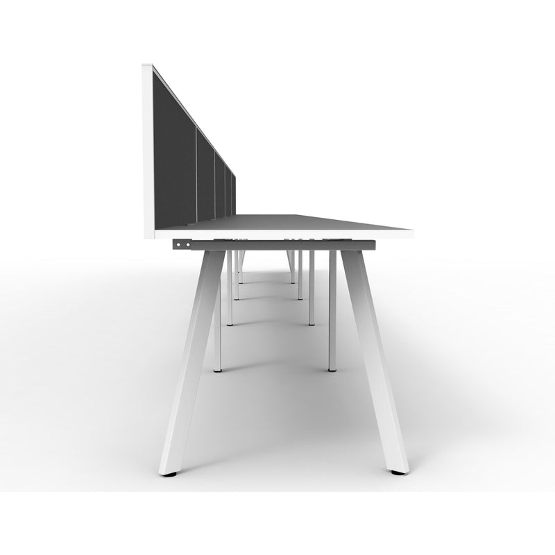 Eternity 5 Person Single Sided Workstation with SHUSH30 Aluminium Framed Screen - White
