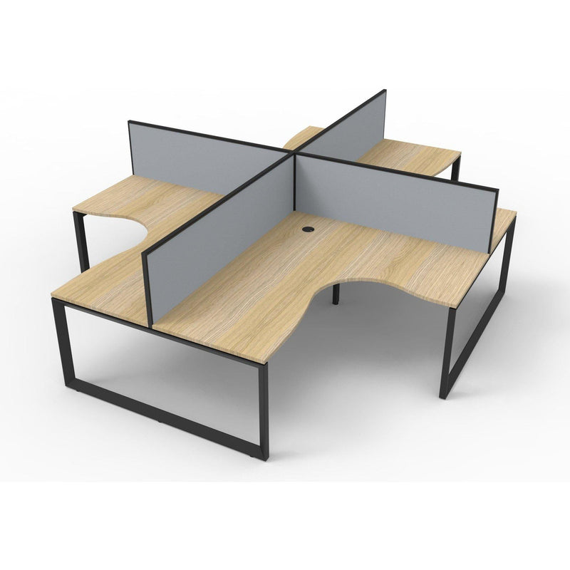 Deluxe Infinity Corner Workstations - 4 Person Pod - Loop Leg