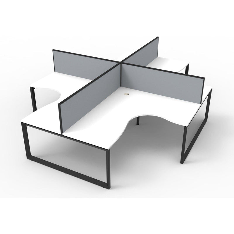 Deluxe Infinity Corner Workstations - 4 Person Pod - Loop Leg