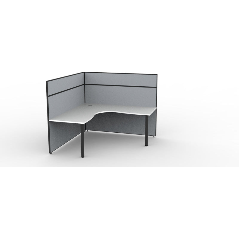 SHUSH30 Corner Workstation - 1 Person - Round Leg - White