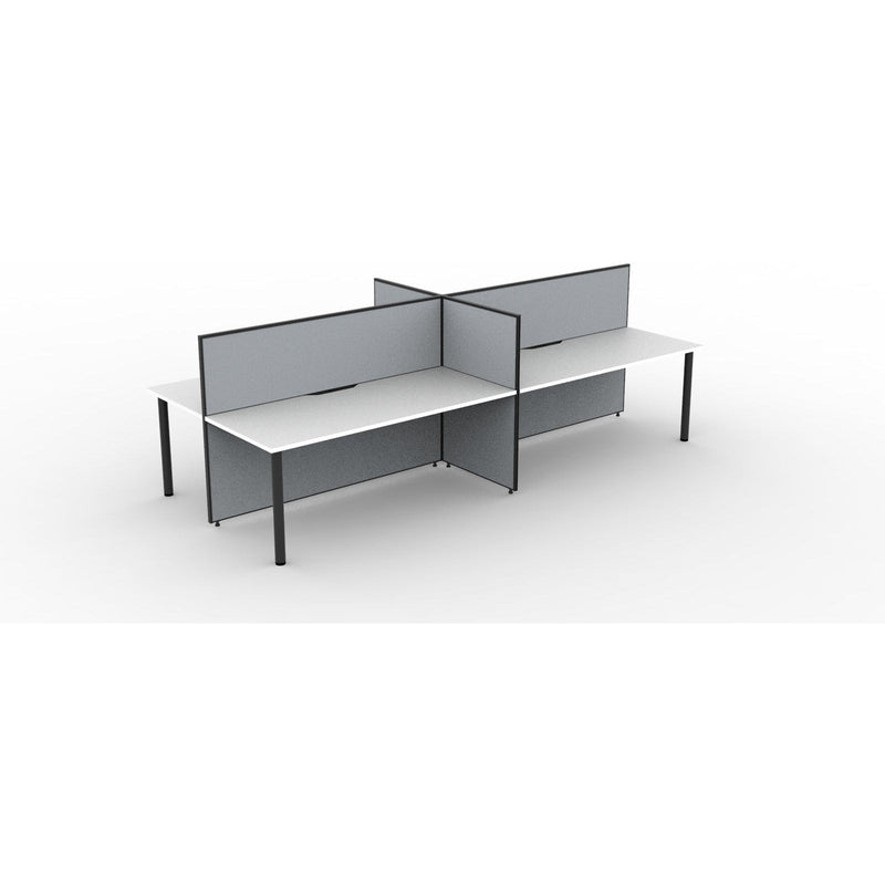 SHUSH30 Double Sided Workstation - 4 Person - Round Leg - White