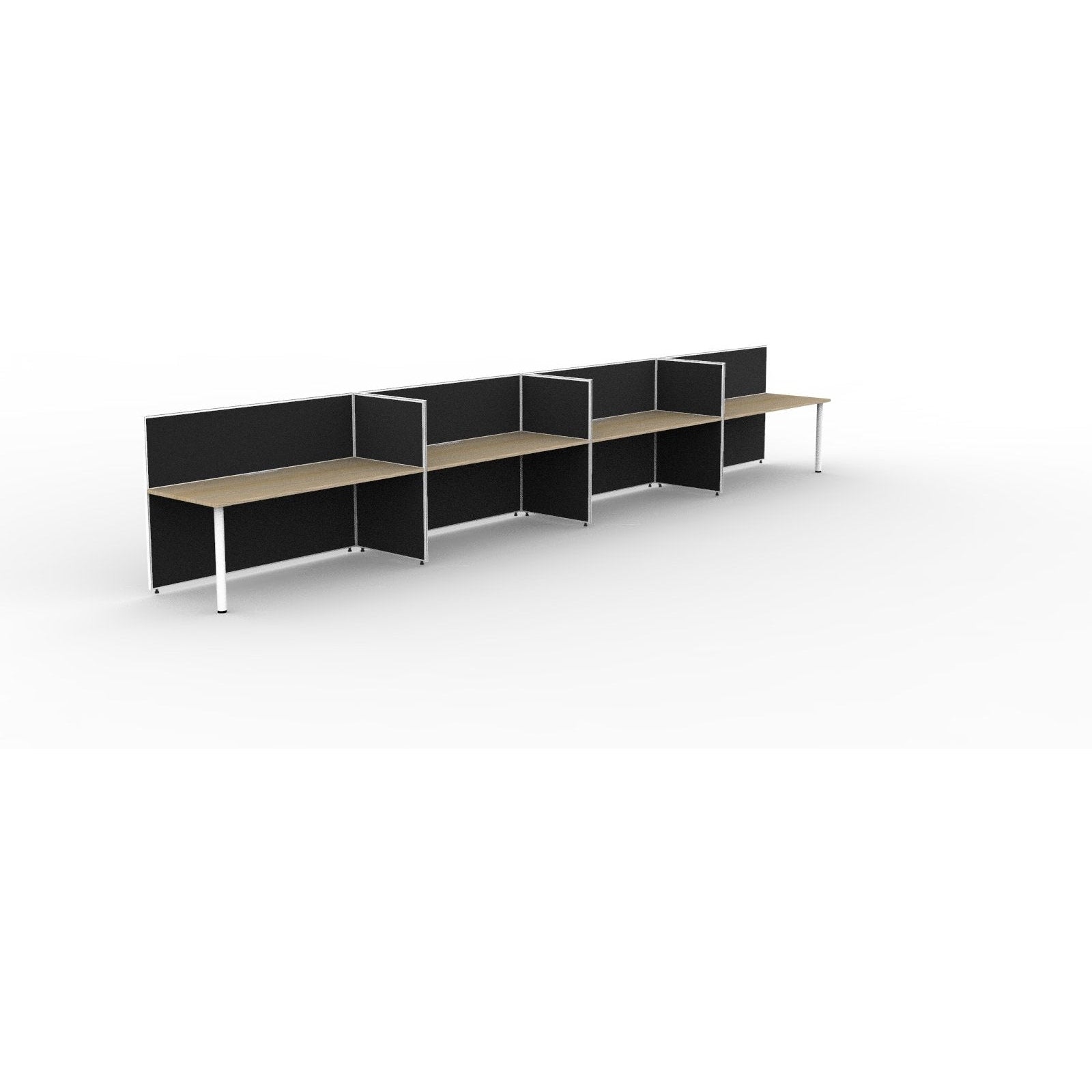 SHUSH30 Workstation - 4 Person - Round Leg - Oak