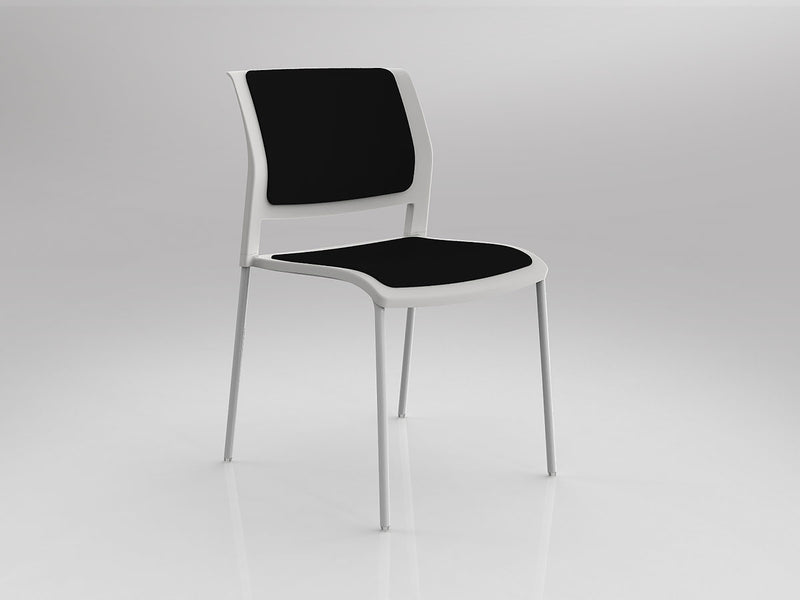 Game Chair With Upholstery - 4 Leg - White Frame