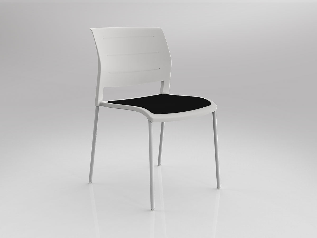 Game Chair With Upholstery - 4 Leg - White Frame