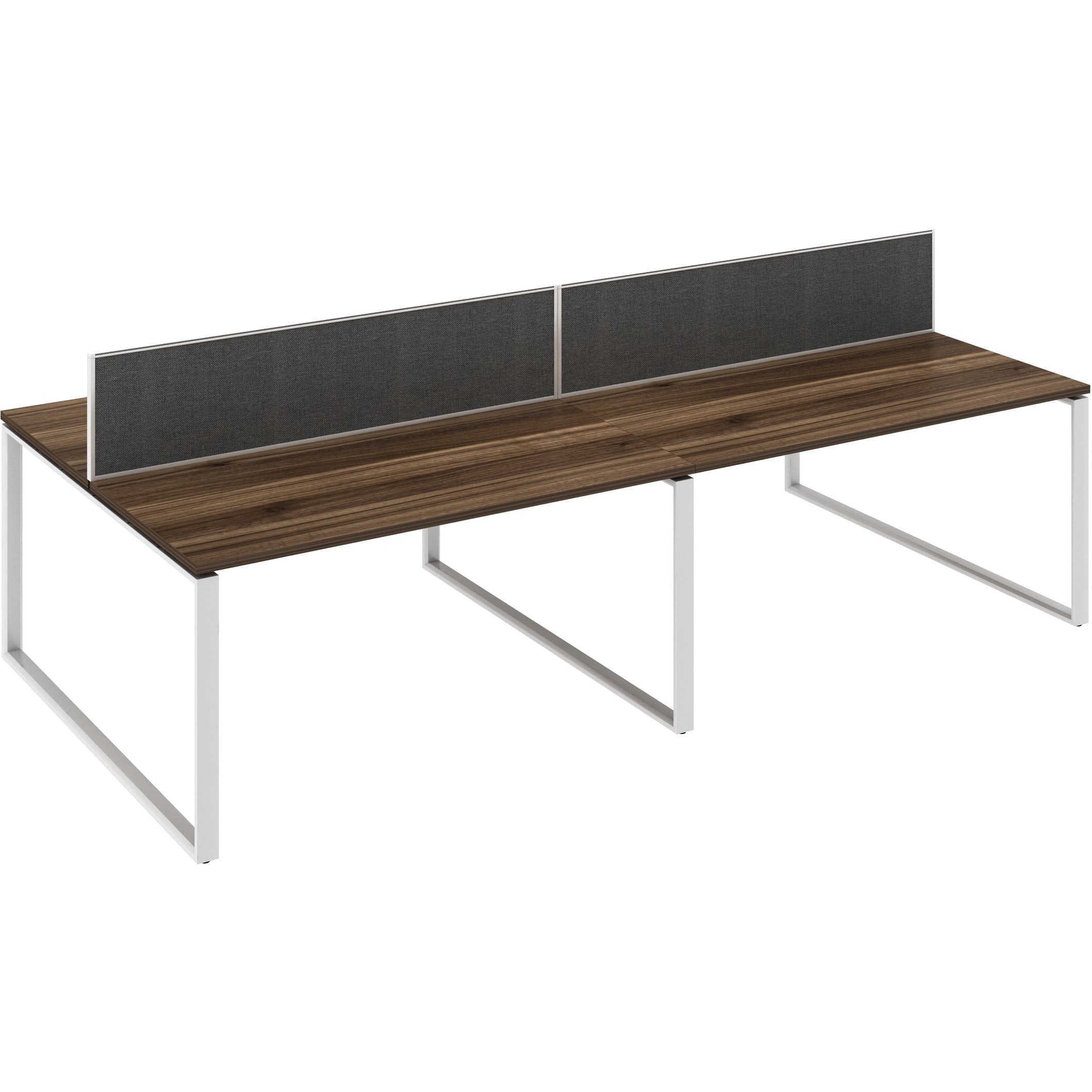 Worksmart 4 Person Double Sided Workstation - Loop Leg - With Screens