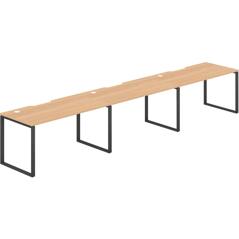 Worksmart 3 Person Single Sided Workstation - Loop Leg - No Screen