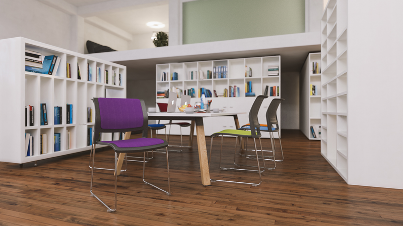 Game Chair With Upholstery - Sled Base - Chrome Frame