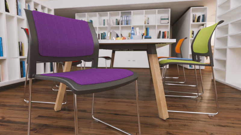 Game Chair With Upholstery - Sled Base - Chrome Frame