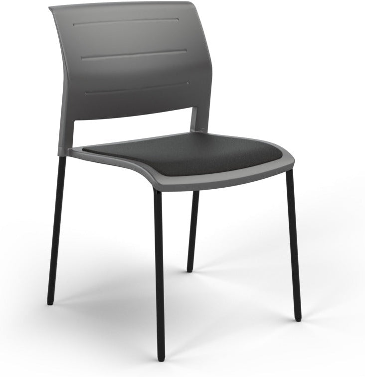 Game Chair With Upholstery - 4 Leg - Black Frame