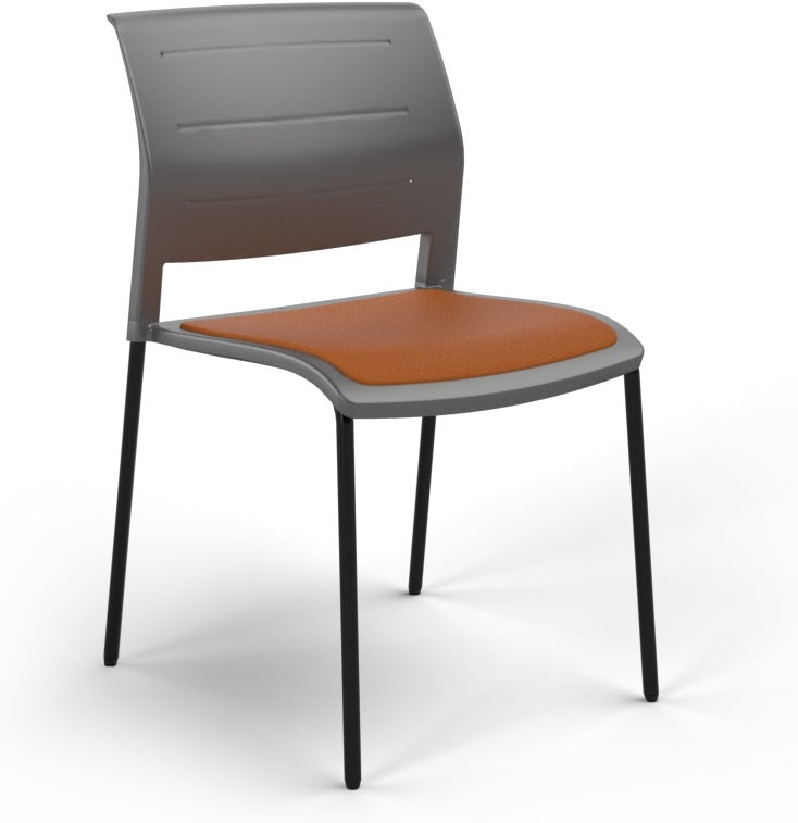 Game Chair With Upholstery - 4 Leg - Black Frame