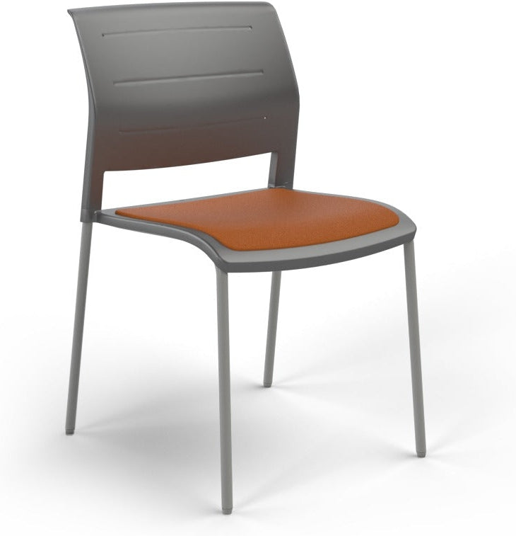 Game Chair With Upholstery - 4 Leg - Silver Frame