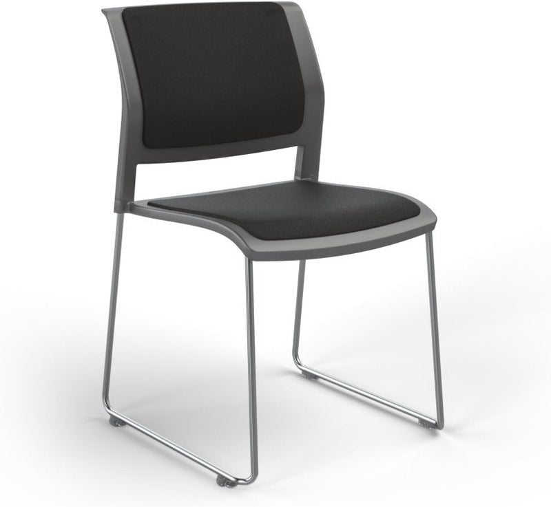 Game Chair With Upholstery - Sled Base - Chrome Frame