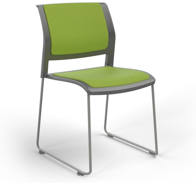 Game Chair With Upholstery - Sled Base - Silver Frame