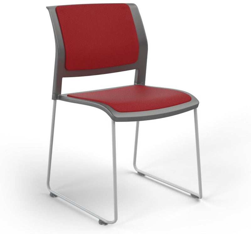 Game Chair With Upholstery - Sled Base - White Frame