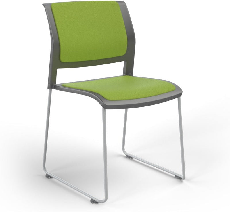 Game Chair With Upholstery - Sled Base - White Frame