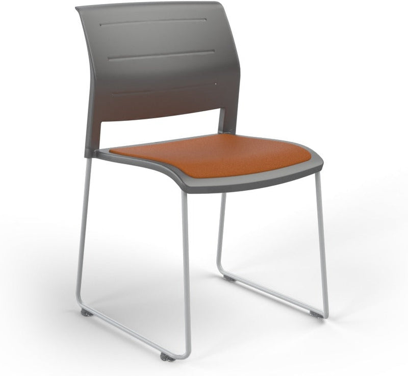 Game Chair With Upholstery - Sled Base - White Frame