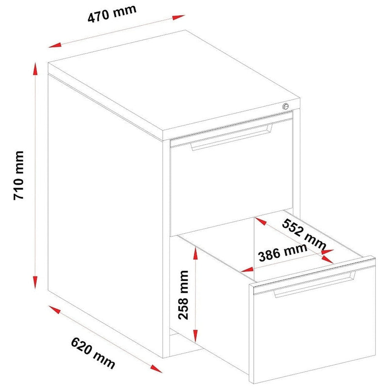 Steelco 2 Drawer Vertical Filing Cabinet