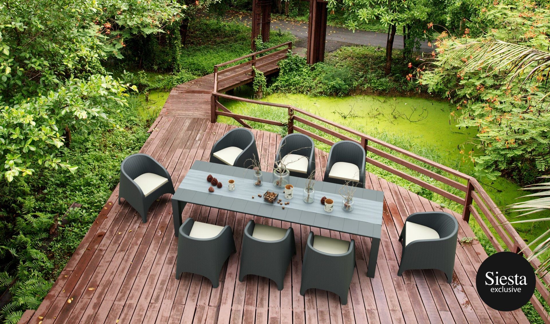 9 Piece Outdoor Rattan Aruba Armchair Dining Setting