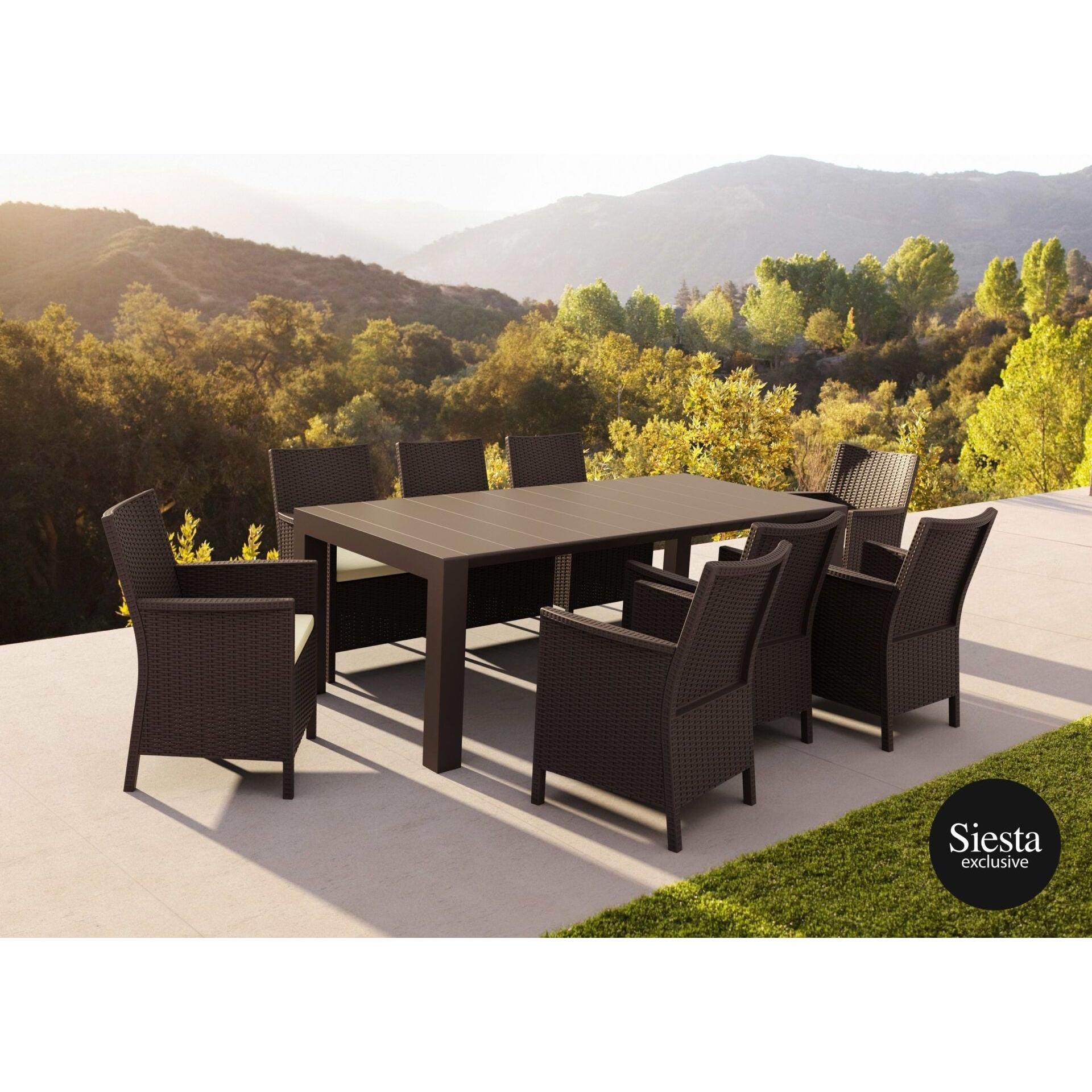 Vegas Table Outdoor 8 Seater Dining Setting with California Armchairs-Elite Office Furniture
