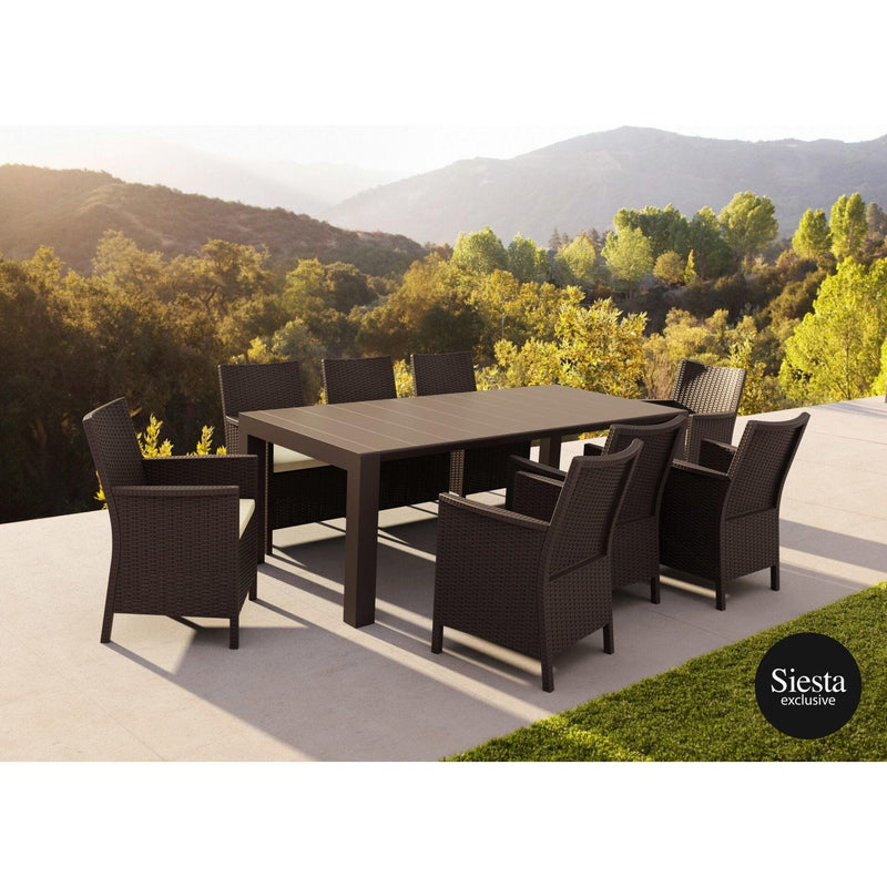 Vegas Table Outdoor 8 Seater Dining Setting with California Armchairs-Elite Office Furniture