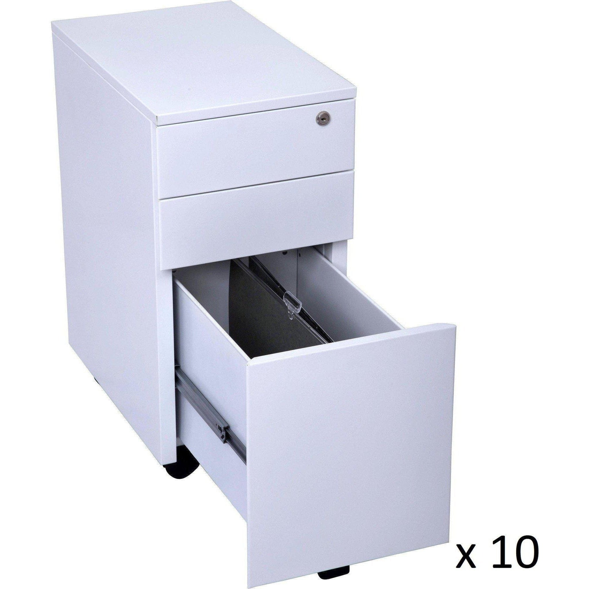 Set of 10 GO Steel Slimline Mobile Pedestals