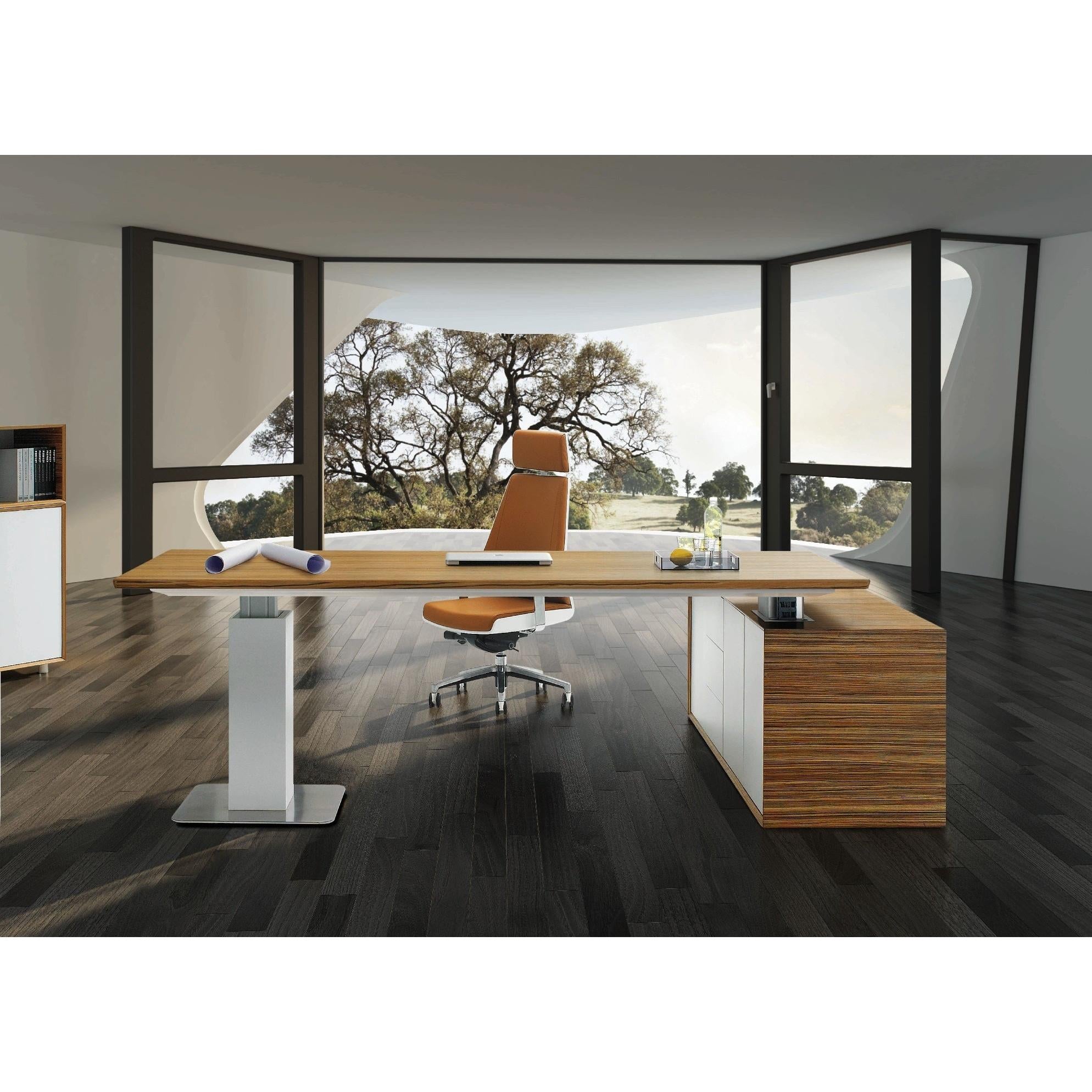 Evolution Executive Height Adjustable Desk with Credenza Return-Elite Office Furniture