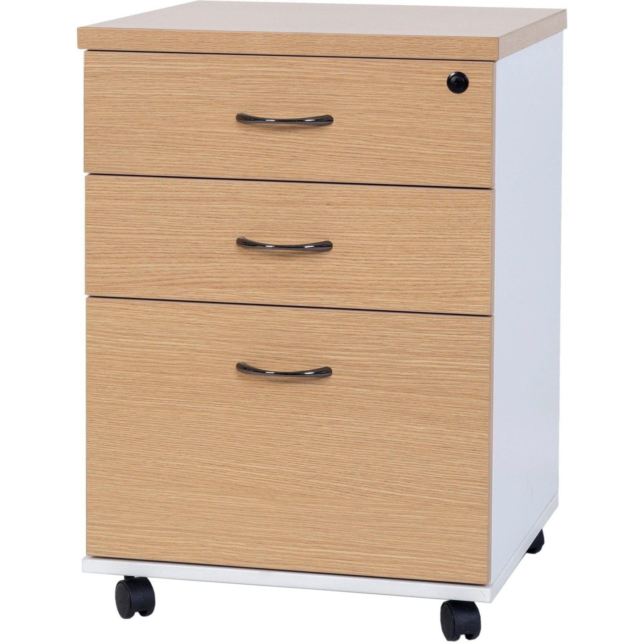 Logan Mobile Pedestal - 3 Drawer - Oak/White