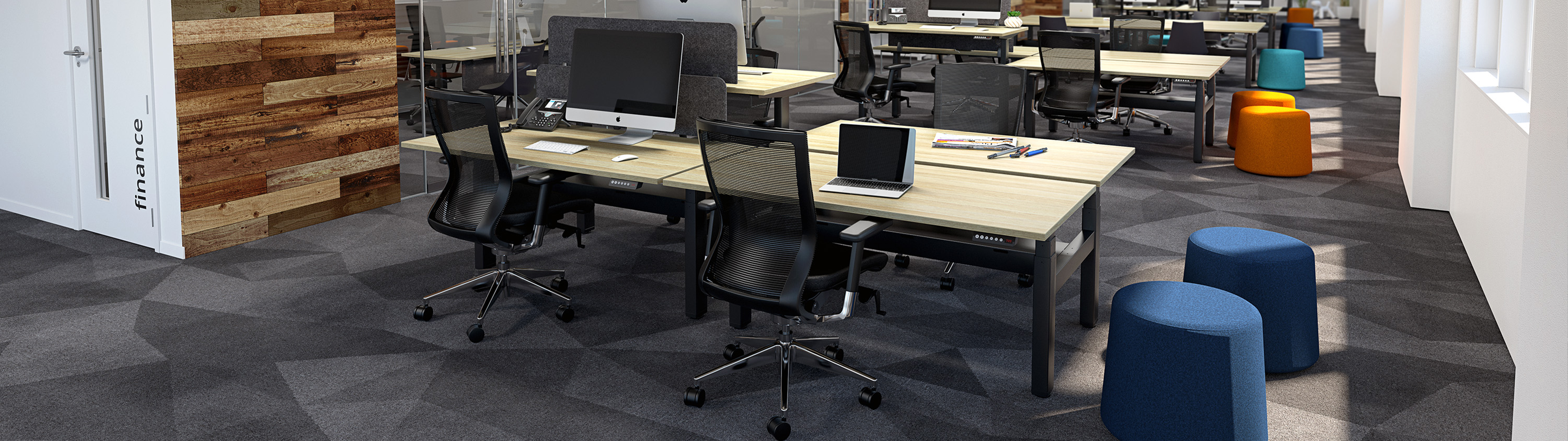 Office Desks With Banner - Under Construction