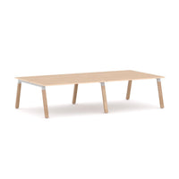 Plantation 4-Person Double-sided Desk Workstation Oak