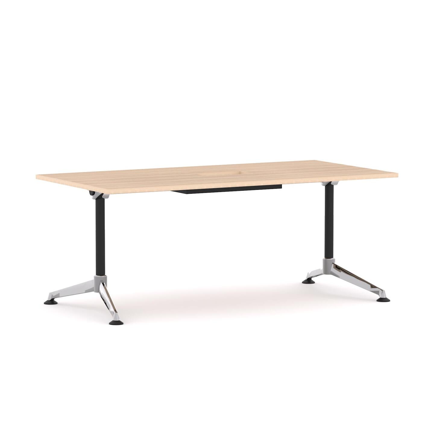 Modulus Boardroom Table Single Span, Single Post Collar Leg with Power RailPoles with Polished Alloy Feet