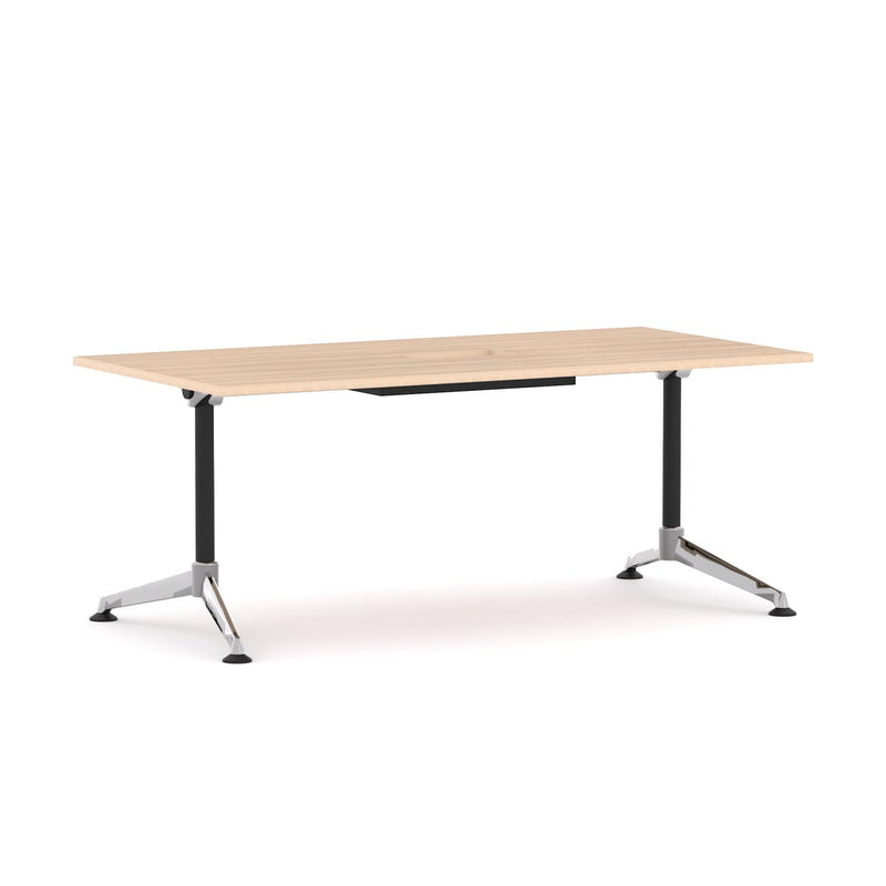 Modulus Boardroom Table Single Span, Single Post Collar Leg with Power RailPoles with Polished Alloy Feet