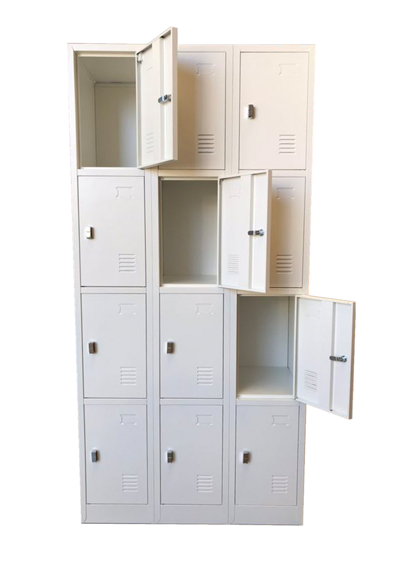 Elite Superior 12 Door Steel Locker - Bank of 3 x 4 Door