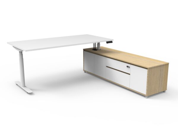 Halo (Round Legs) Electric Height Adjustable Executive Desk & Cabinet